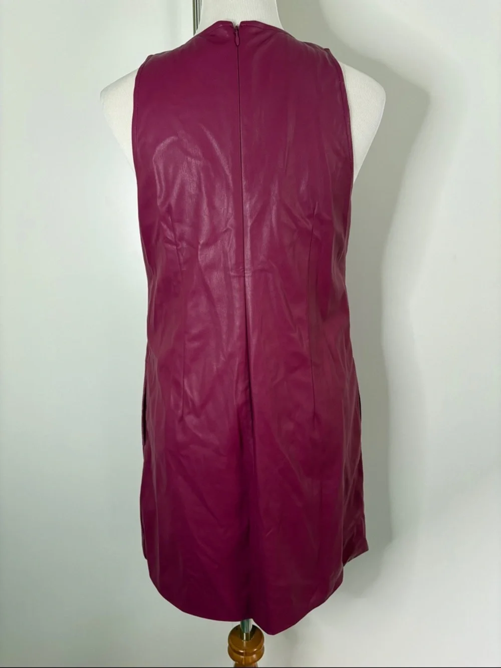 J. Crew Magenta Vegan Leather Shift Dress | S